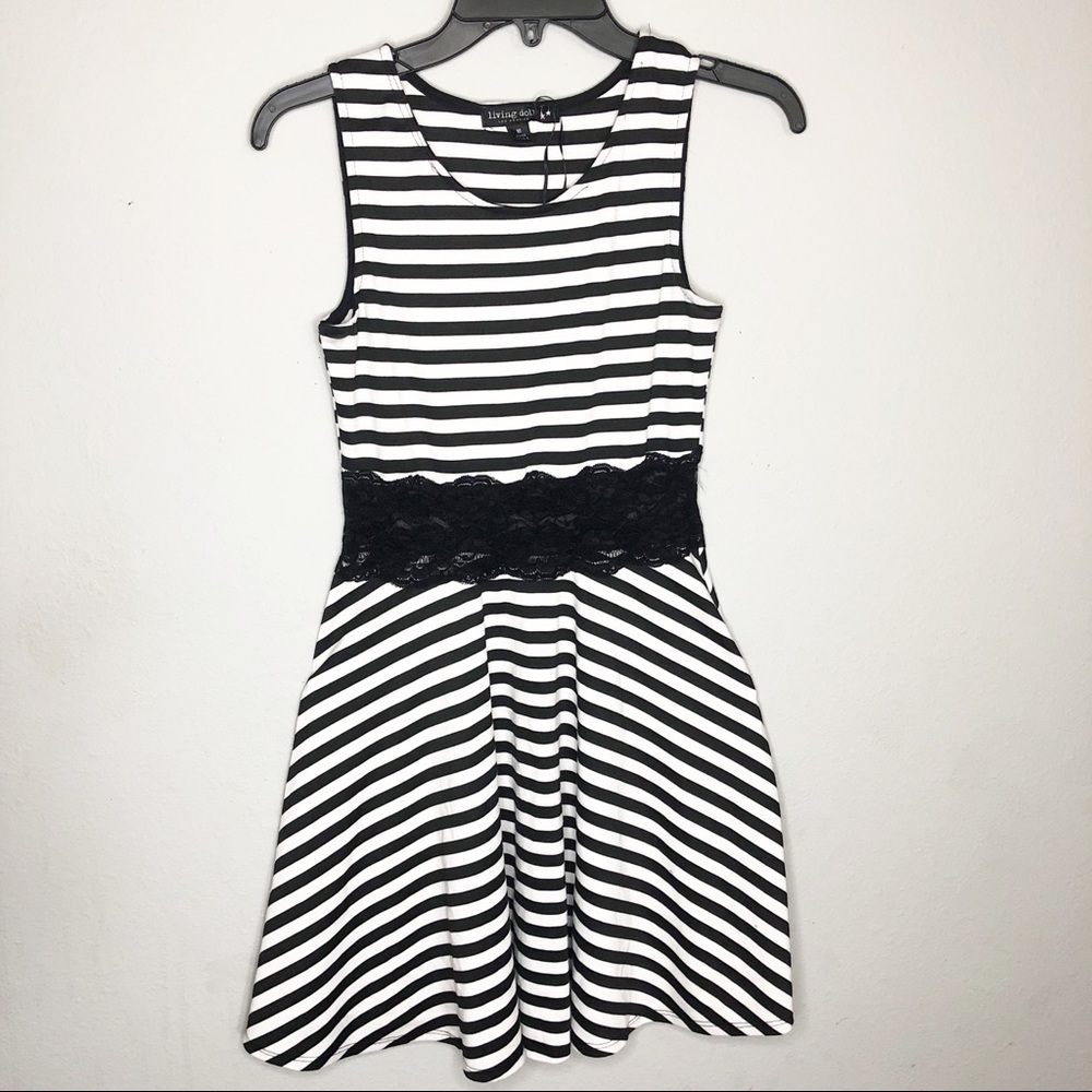 Black & White Striped A-Line Dress